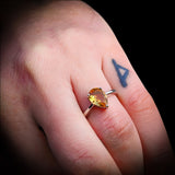 Solid 925 Sterling Silver & Natural Citrine Pear Solitaire Ring