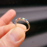 (J) Solid 925 Sterling Silver & Colored CZ Infinity Band Ring