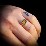 Solid 925 Sterling Silver & Natural Citrine Square Faceted Stone Ring