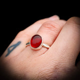 Rustic Handmade Solid 925 Sterling Silver & Natural Garnet Hammer Finish Ring
