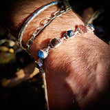 Solid 925 Sterling Silver & Raw Garnet, Apatite Chain Bracelet