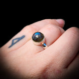 925 Sterling Silver & Natural Labradorite Faceted Round Handmade Ring