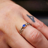Solid 925 Oxidized Sterling Silver & Natural Lapis Lazuli Celtic Band Ring