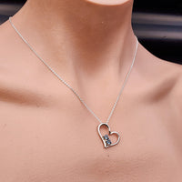 Solid 925 Sterling Silver & London Blue Topaz Heart Pendant Necklace