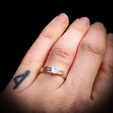 (R) Solid 925 Sterling Silver & Natural Moonstone Spiral Cage Ring