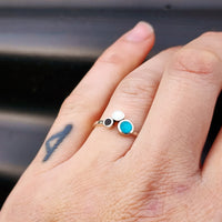 Solid 925 Sterling Silver & Natural Turquoise, Moonstone, Onyx Ring
