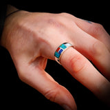 (T) Solid 925 Sterling Silver & Natural Mixed Gemstone Band Ring