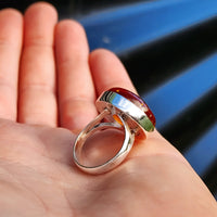 Solid 925 Sterling Silver & Natural Amber Round Solitaire Ring