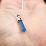 925 Sterling Silver & Natural Aquamarine Stick Handmade Pendant Necklace