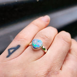 (R) Solid 925 Sterling Silver & Natural Australian Opal Irregular Handmade Ring