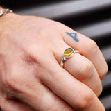 Solid 925 Sterling Silver & Natural Citrine Handmade Oval Signet Ring