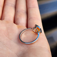 Solid 925 Sterling Silver & Natural Citrine Square Faceted Stone Ring