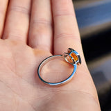Solid 925 Sterling Silver & Natural Citrine Square Faceted Stone Ring