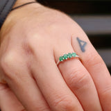 Solid 925 Sterling Silver & Natural Emerald Quad Setting Band Ring