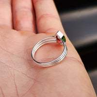 Solid 925 Sterling Silver & Natural Garnet 3 Bar Ring