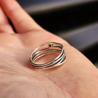 Solid 925 Sterling Silver & Natural Garnet Irregular Cage Ring