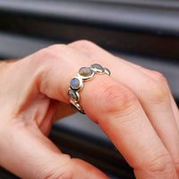 (R) Solid 925 Sterling Silver & Natural Labradorite Handmade Eternity Band Ring