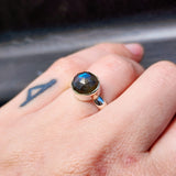 925 Sterling Silver & Natural Labradorite Faceted Round Handmade Ring