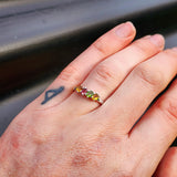 Solid 925 Sterling Silver & Natural Mixed Tourmaline 4x Setting Band Ring
