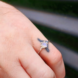 (M) Solid 925 Sterling Silver & Natural Moonstone Handmade Clawed Ring