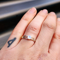 Solid 925 Sterling Silver & Natural Moonstone Spiral Cage Ring