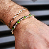 Solid 925 Sterling Silver & Natural Peridot Handmade Chain Bracelet
