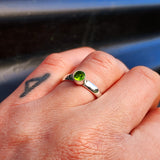 Solid 925 Sterling Silver & Natural Peridot Round Solitaire Ring