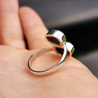 Rustic Solid 925 Sterling Silver & Natural Raw Black Double Tourmaline Handmade Ring