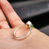 (T) Solid 925 Sterling Silver & Natural Raw Moldavite Handmade Irregular Ring