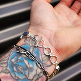 Solid 925 Sterling Silver & Natural Raw Tanzanite Handmade Chain Bracelet