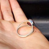 (R) Solid 925 Sterling Silver & Natural Ruby Double Band Ring