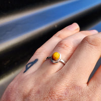 (R) Solid 925 Sterling Silver & Natural Tiger Eye Oval Solitaire Ring