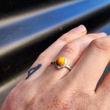 (R) Solid 925 Sterling Silver & Natural Tiger Eye Oval Solitaire Ring