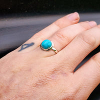 Solid 925 Sterling Silver & Natural Turquoise 11mm Round Signet Ring