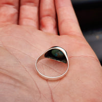 Solid 925 Sterling Silver & Natural Turquoise 12mm Round Signet Ring