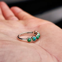 (M) Solid 925 Sterling Silver & Natural Turquoise 6x Setting Band Ring