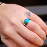 Solid 925 Sterling Silver & Natural Turquoise Celtic Knot Ring