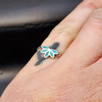 Solid 925 Sterling Silver & Natural Turquoise Lotus Ring