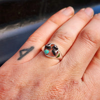 Solid 925 Sterling Silver & Natural Turquoise Mushroom Ring