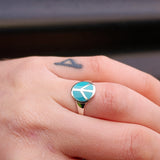 Solid 925 Sterling Silver & Natural Turquoise Peace Ring