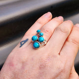 (R) Solid 925 Sterling Silver & Natural Turquoise Rustic Black Oxidized 5x Setting Ring