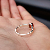 Solid 925 Sterling Silver & Natural Amber Oval Signet Ring