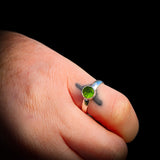 Solid 925 Sterling Silver & Natural Peridot Round Solitaire Ring