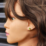 Solid 925 Sterling Silver & 6mm Natural Peridot Oval Stud Earrings