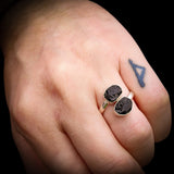 Rustic Solid 925 Sterling Silver & Natural Raw Black Double Tourmaline Handmade Ring