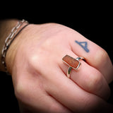 (T) Solid 925 Sterling Silver & Natural Raw Orange Kyanite Irregular Shaped Ring