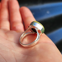 Solid 925 Sterling Silver & Monarch Opal Round Solitaire Ring