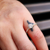 (O) Solid 925 Sterling Silver & 7mm Simulated Diamond Signet Ring