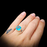 (T) Solid Sterling Silver & Natural Sky Blue Topaz Handmade Signet Ring