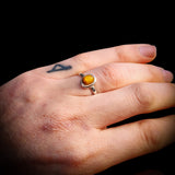 (R) Solid 925 Sterling Silver & Natural Tiger Eye Oval Solitaire Ring